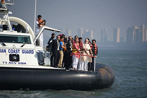 Modi at Shivaji Memorial foundation ceremony at Mumbai | EPS