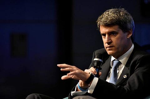 Argentine Economic Minister Alfonso Prat-Gay speaks during a panel discussion at the annual meetings of the IMF and World Bank Group in Washington, October 6, 2016. REUTERS