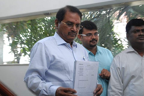 TN former Chief secretary P Ramamohan Rao speaks during a press.meet in Chennai (D Sampathkumar | EPS)