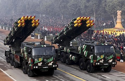FILE: Indian army officers stand on vehicles displaying missiles during the Republic Day parade in New Delhi, India, January 26, 2016. | Reuters