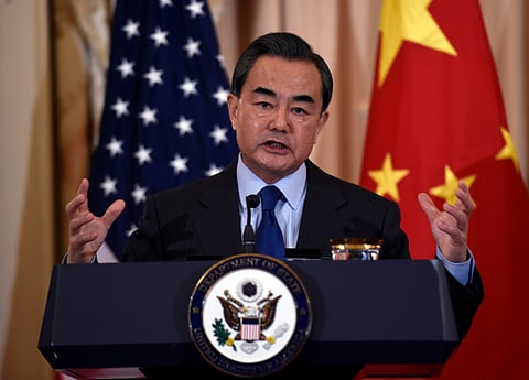 Chinese Foreign Minister Wang Yi speaks during a media availability | AP