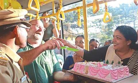 The Volvo Group celebrates New Year on a KURTC bus on Thursday  | aldrin jackins