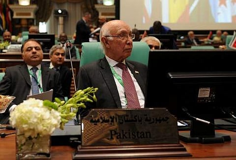 Pakistan's Prime Minister's advisor for Foreign Affairs Sartaj Aziz attends the Organisation of Islamic Cooperation (OIC) Foreign Ministers emergency meeting held in the holy city of Mecca. | AFP
