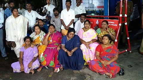 Tamil Nadu CM Jayalalithaa, who had been undergoing treatment in Apollo Hospital suffered from cardiac arrest on Sunday evening. Here's an image of the crowd outside the hospital. (Express Photo)