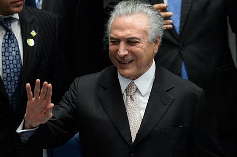 President Michel Temer takes office before the plenary of the Brazilian Senate in Brasilia, on August 31, 2016. | AFP