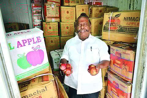 K Jayaraman at the Koyambedu market in Chennai | P Jawahar