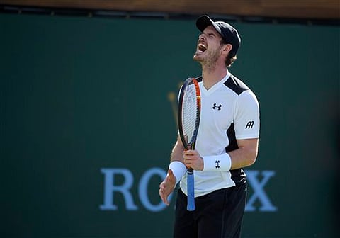 Andy Murray, of Great Britain, reacts during a match against Federico Delbonis, of Argentina, at the BNP Paribas Open tennis tournament in Indian Wells, California. (FIle Photo |AP)