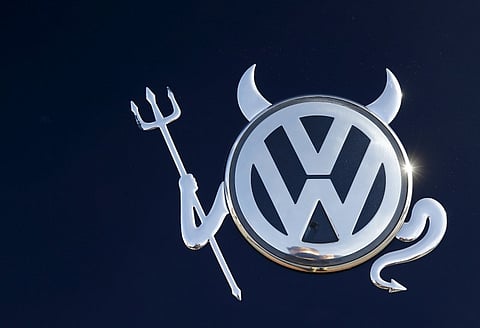 File photo of the embellished VW logo on a Volkswagen car in Hanau, Germany November 12, 2015. REUTERS