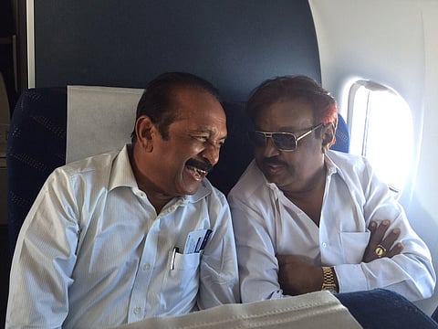 File picture of Vaiko and Vijayakant when they flew together from Madurai to Chennai last October. (File|EPS)