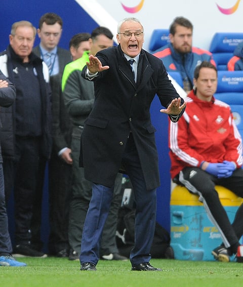 Leicester's manager Claudio Ranieri reacts during the English Premier League soccer match between Leicester City and Swansea City at the King Power Stadium in Leicester, England. |AP