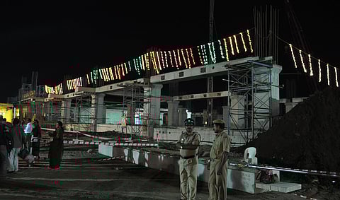 Andhra's new Temporary secretariat still incomplete, during the inauguration at Velagapudi village in Guntur district on Monday early hours. | P Ravindra Babu | EPS
