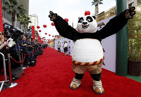 The character of Po poses at the premiere of "Kung Fu Panda 3" at the TCL Chinese theatre in Hollywood, California | Reuters