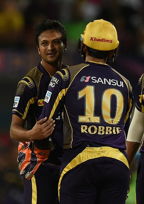 Kolkata Knight Riders Shakib Al Hasan (L). (AFP)