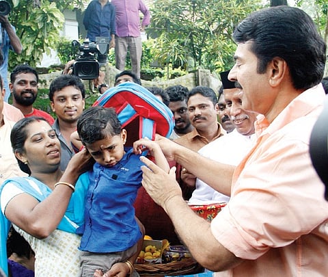Three-year-old Devanand meets his real life hero