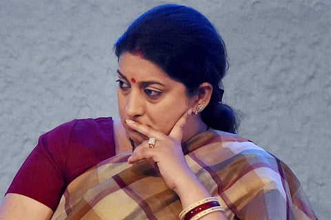 HRD Minister Smriti Irani at the launch of Vidyanjali (School Volunteer Programme) in New Delhi on Thursday. | PTI
