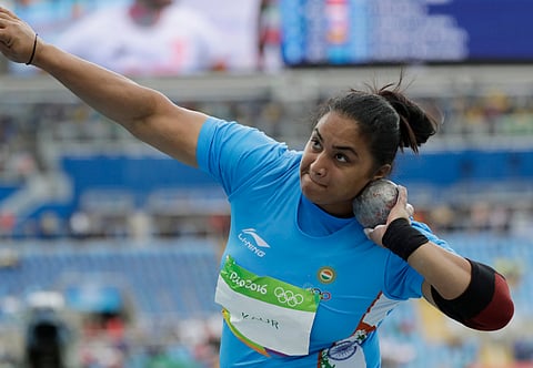 India's Manpreet Kaur competes in a qualifying round of the women's shot put during the 2016 Summer Olympics in Rio de Janeiro, Brazil, Friday, Aug. 12, 2016. | AP