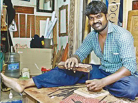 The hand that creates art with every chip and chisel