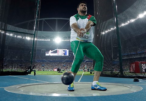 Tadjikistan's Dilshod Nazarov competes in the men's hammer throw final during the athletics competitions of the 2016 Summer Olympics at the Olympic stadium in Rio de Janeiro, Brazil. | AP