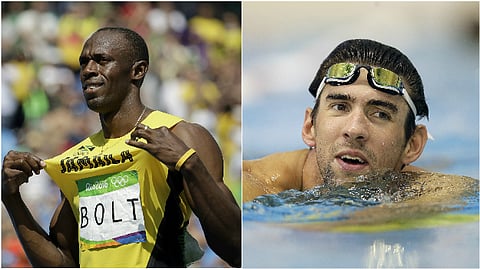 Olympic legends Usain Bolt and Michael Phelps | AP