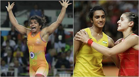 Olympic bronze medalist Sakshi Malik and silver medalist Sindhu (File|Agencies)
