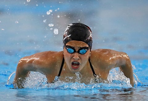 Olympic refugee team member Yusra Mardini swims practice laps at the Olympic Aquatics Stadium ahead of the Rio Olympics in Rio de Janeiro, Brazil, Thursday, July 28, 2016 | AP
