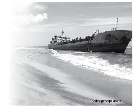Marooned dredger vessel hijacks festivities of Kollam locals