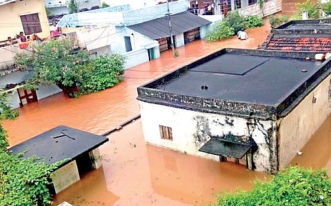 Sarada, Varaha  rivers in spate, residential colonies  flooded