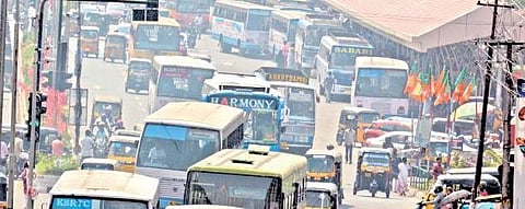 KSRTC and private buses in the city  Manu R Mavelil