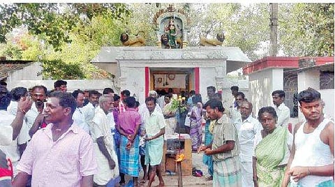 With the discord over, now it is a temple for all. Dalits are seen offering worship to the deity on Wednesday | express