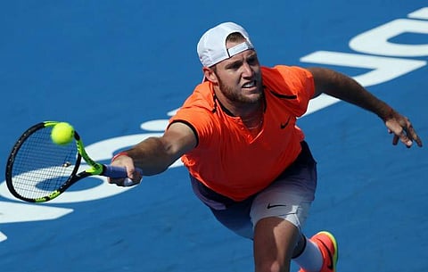 American Jack Sock plays a shot during his match against Portugal's Joao Sousa during their singles final match at the ATA Auckland Classic. | AFP