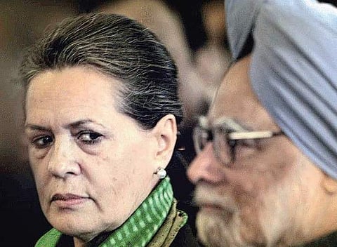 Sonia Gandhi with Manmohan Singh