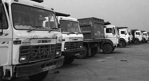 Dumpers inside the Paradip Refinery site I EXPRESS