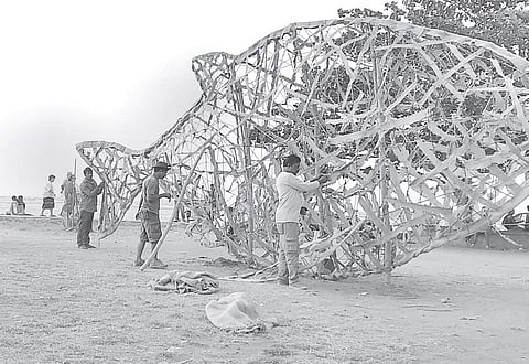 A fish cemetery art installation covering more than 2500 sqft with a height of 13 ft on the south beach, Fort Kochi | express