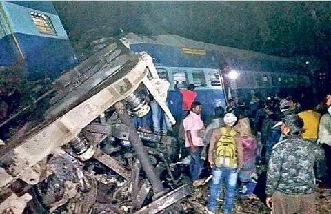 One of the bogies of Hirakhand Express that derailed near Kuneru in Andhra Pradesh on Saturday night | Express