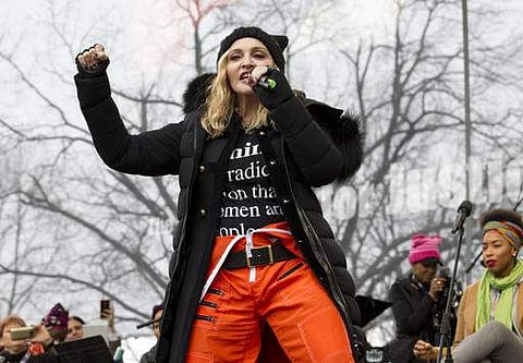 Madonna performs on stage during the Women's March rally on January 21 in Washington. (File Photo | AP)