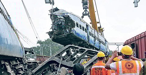 Rescue operation at Kuneru railway station in Vizianagaram of Andhra Pradesh, where Hirakhand Express derailed, on Sunday | Express