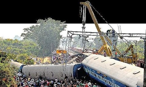 Rescue operations in full swing at the mishap site in swerved off the track at Vizianagaram district in Andhra Pradesh | Express