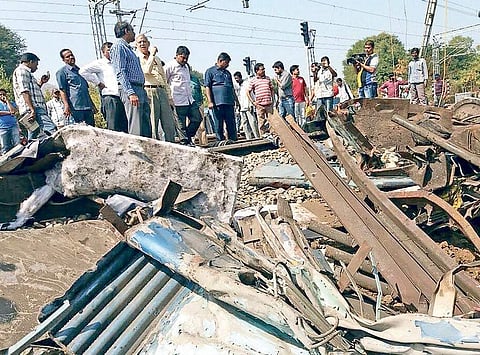 NIA team inspecting the train tracks where Hirakhand Express derailed on Monday | Express