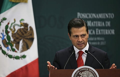 Mexico's President Enrique Pena Nieto speaks during a press conference at Los Pinos presidential residence in Mexico City, Monday, Jan. 23, 2017. | AP