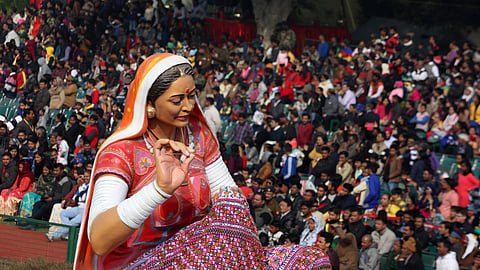 A tableau of a Rajasthani woman at the dress rehearsals of the Republic Day in the national capital on Monday. (EPS | Shekhar Yadav)