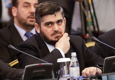 Mohammed Alloush, head of a Syrian opposition delegation, attends talks on Syrian peace in Astana, Kazakhstan, Monday, Jan. 23, 2017.  | AP