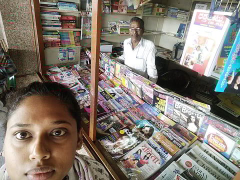 59-year-old G Ravi who sells books at the Railway Station in Warangal.