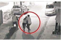 CCTV grab which shows a woman being molested by two men in Kammanahalli on Sunday