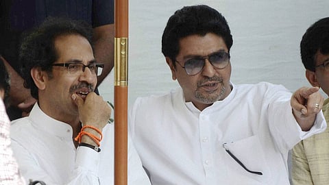 Raj Thackeray's (R) MNS will support Udhhav's (L) Shiv Sena in forming the government.