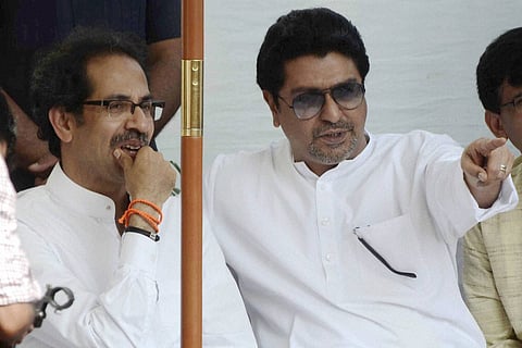 Six of Raj Thackeray's (R) MNS corporators defect to Udhhav's (L) Shiv Sena. (File | PTI)