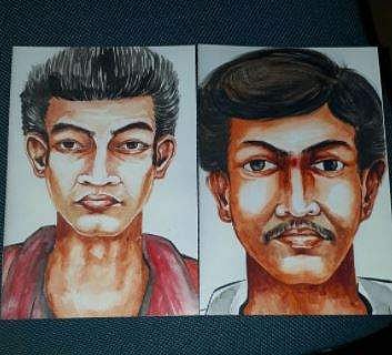 The sketches of two suspects in Gauri Lankesh's murder.