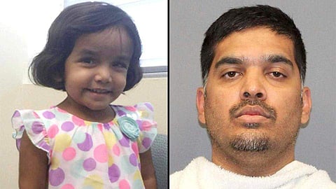 Three-year-old Sherin Mathews, and her father Wesley Mathews, who was arrested on a charge of abandoning or endangering a child.