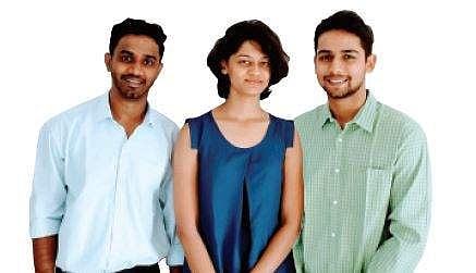 Vrushali Prasade and her friends Shubham Mishra and Harikrishna Valiyath