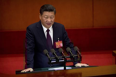 Chinese President Xi Jinping delivers a speech during the opening session of China's 19th Party Congress| AP