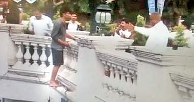 Vido grab of Ajay perched precariously on the Windsor Manor bridge on Sunday